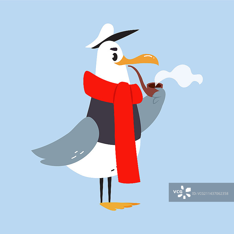 戴着围巾和蹼足的海鸥角色图片素材