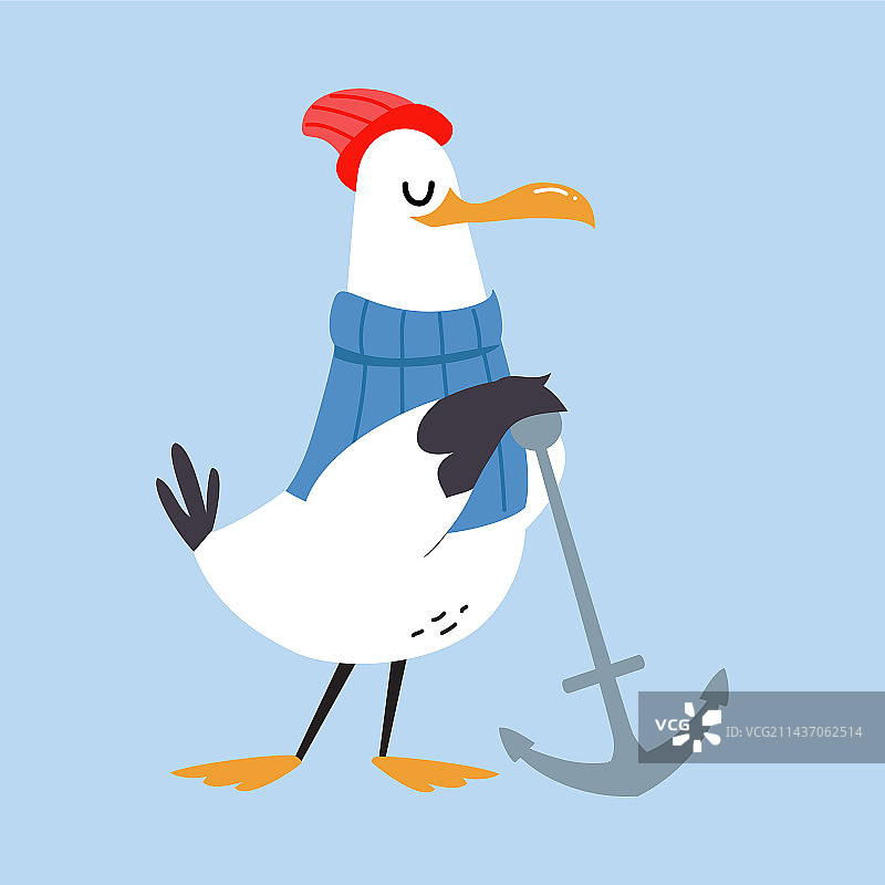 穿着毛衣的带蹼海鸥角色图片素材