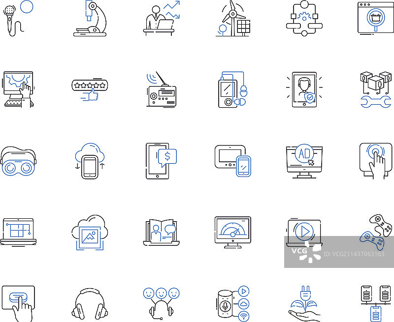 机器人技术线性图标合集图片素材