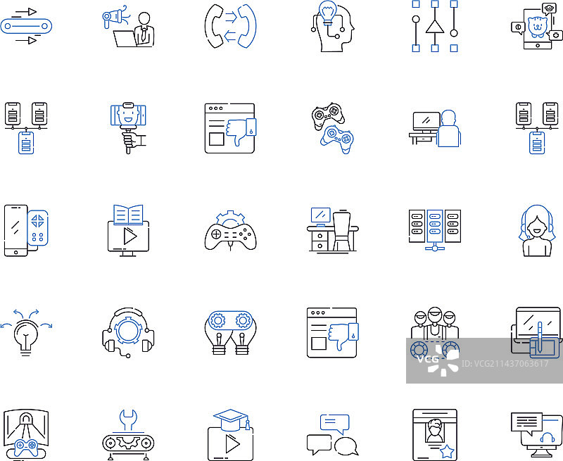 乐器线性图标钢琴合集图片素材