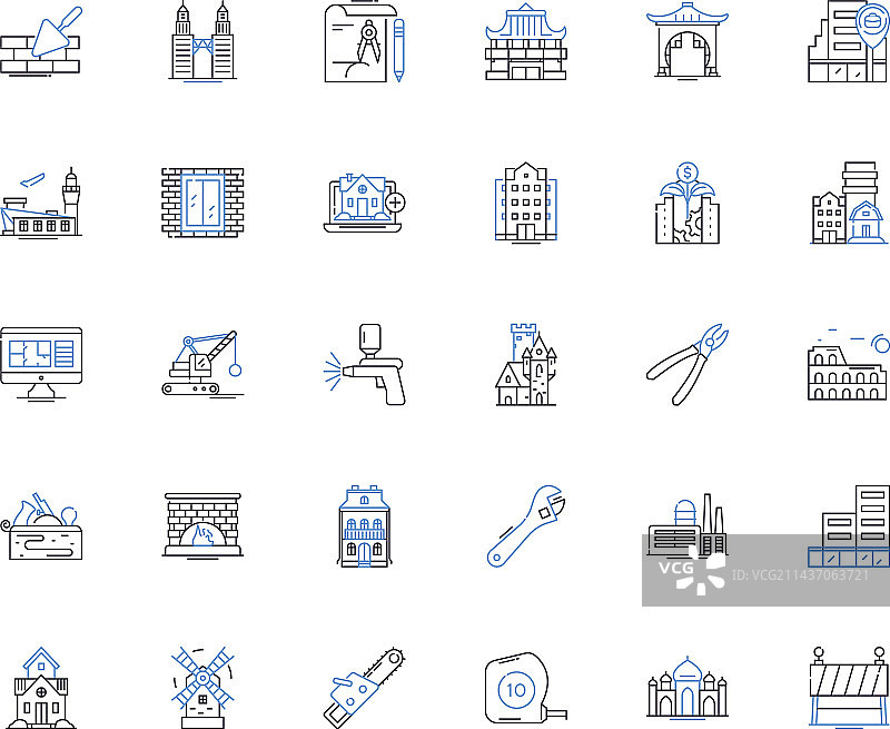建筑蓝图线条图标合集图片素材