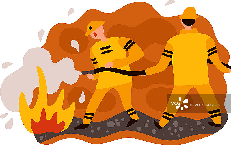 消防员扁平化构图图片素材