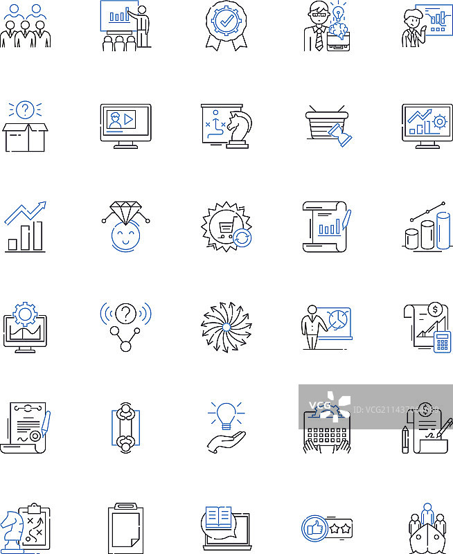 愿景和使命线性图标集合图片素材