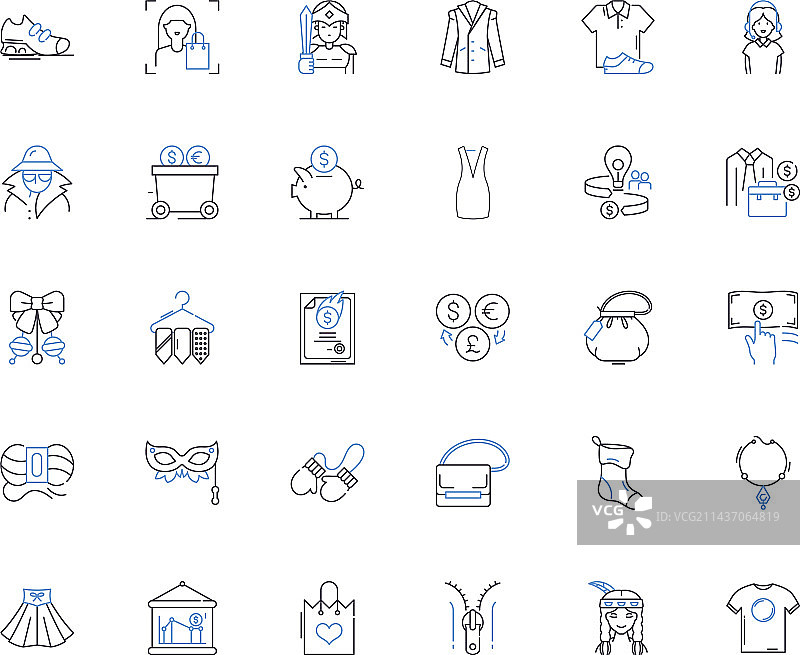 服装制作线性图标合集图片素材