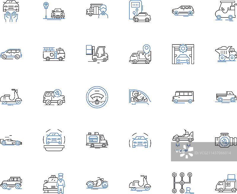 汽车和交通运输线性图标合集图片素材