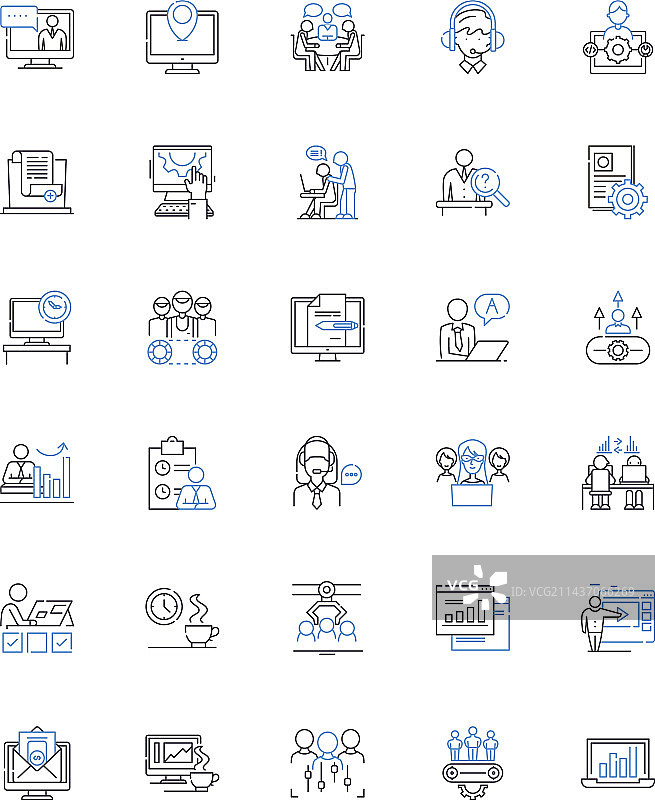 办公场所线性图标：办公室隔间图片素材