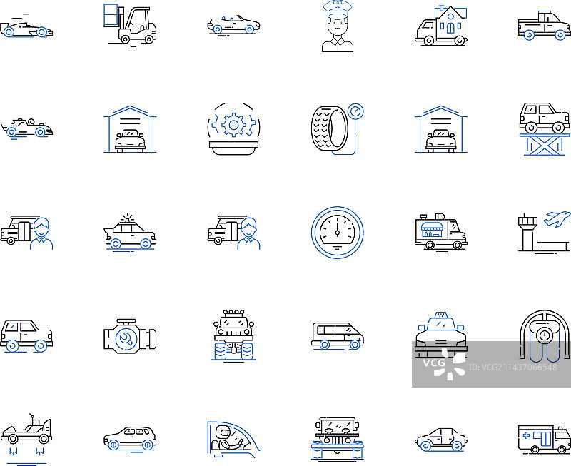 卡车线路图标集合运输牵引图片素材