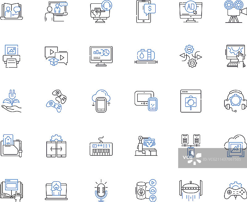 信息保密线性图标合集图片素材