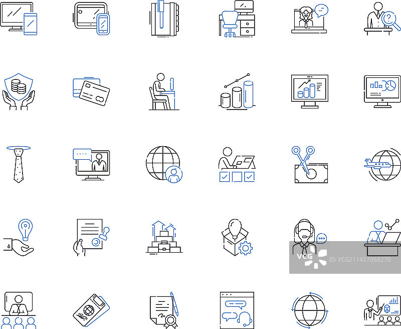 商业机构线性图标合集图片素材