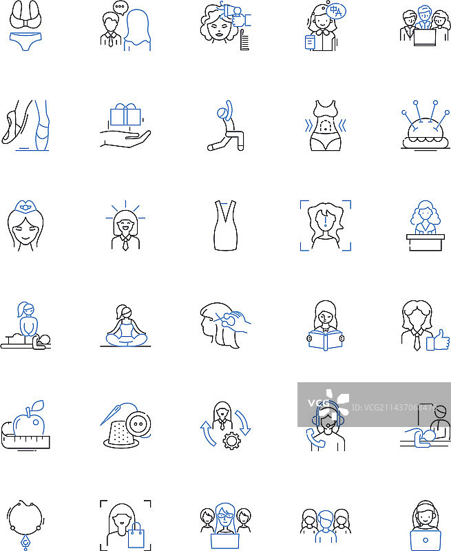 自信女性线性图标合集图片素材