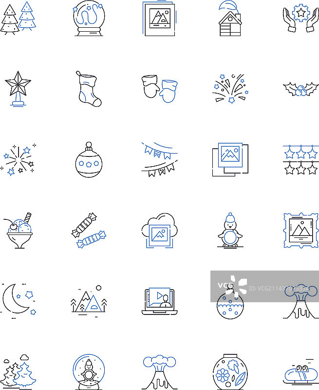 寒冷霜冻线性图标合集图片素材