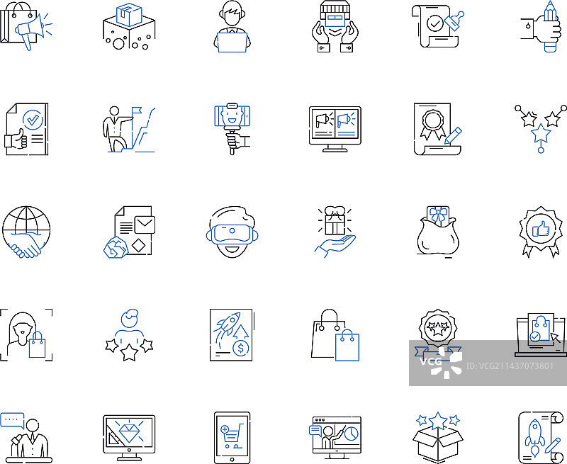 营销计划线性图标集合策略图片素材