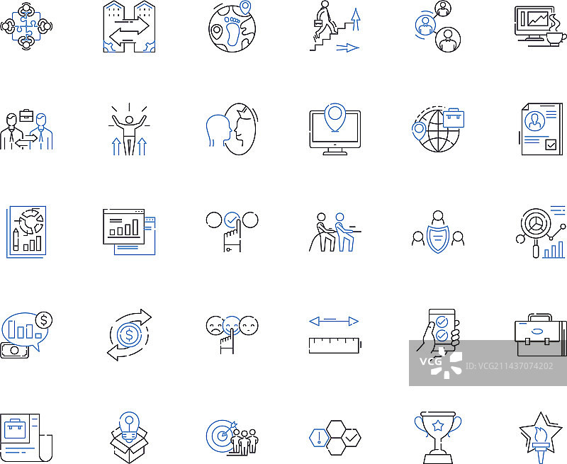 绩效评估线性图标合集图片素材