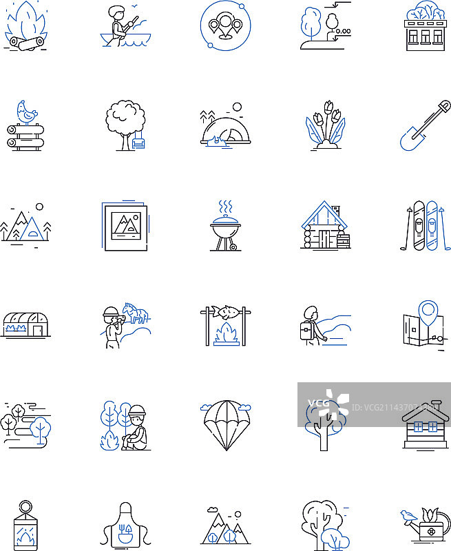宁静乡村线条图标合集图片素材