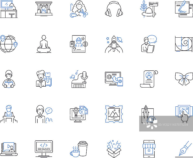 虚拟承包商线性图标合集图片素材