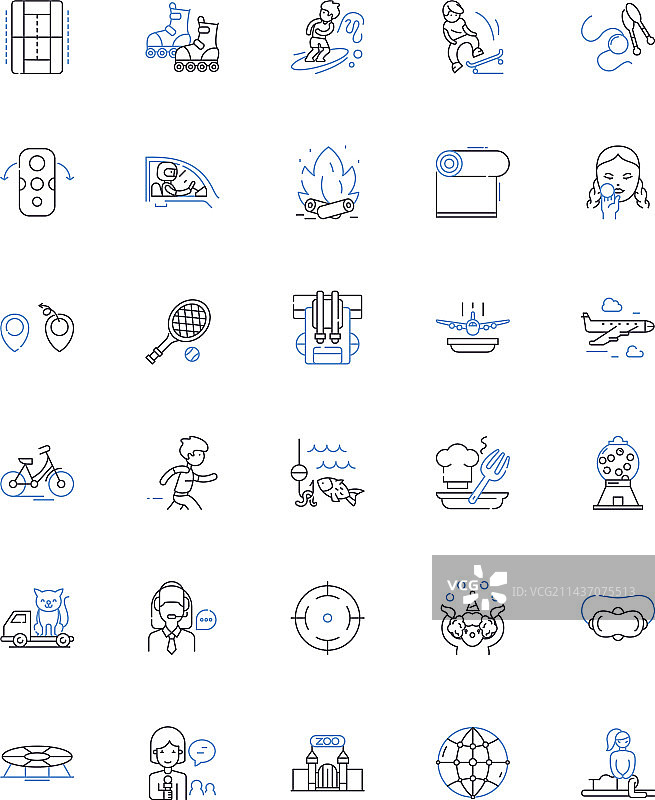 马拉松运动赛事线性图标合集图片素材