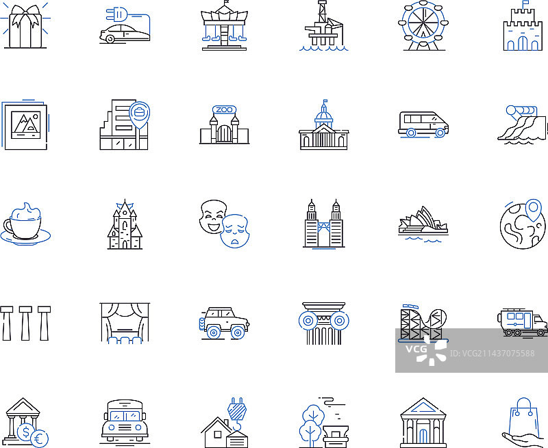 金融银行业务线性图标合集图片素材