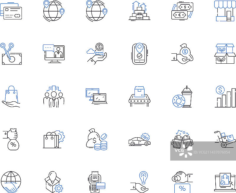 市场线条图标集合竞争需求图片素材