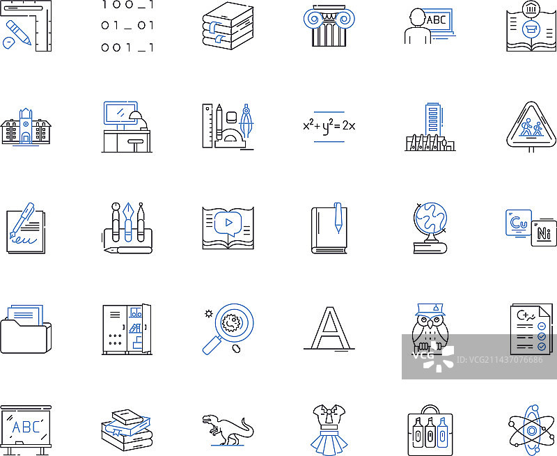 小学线条图标学习合集图片素材