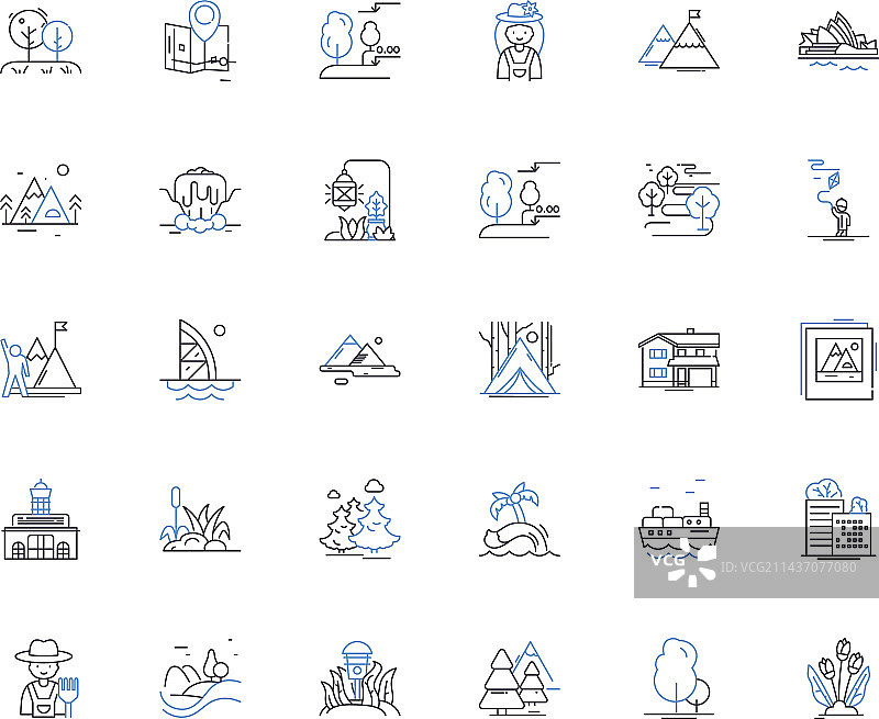 海滩通道线性图标合集图片素材