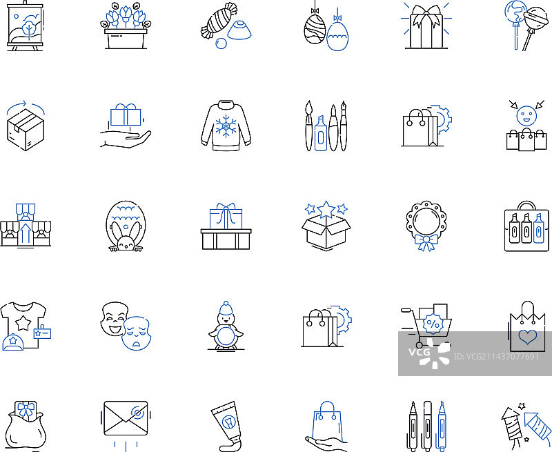 礼品惊喜线性图标合集图片素材