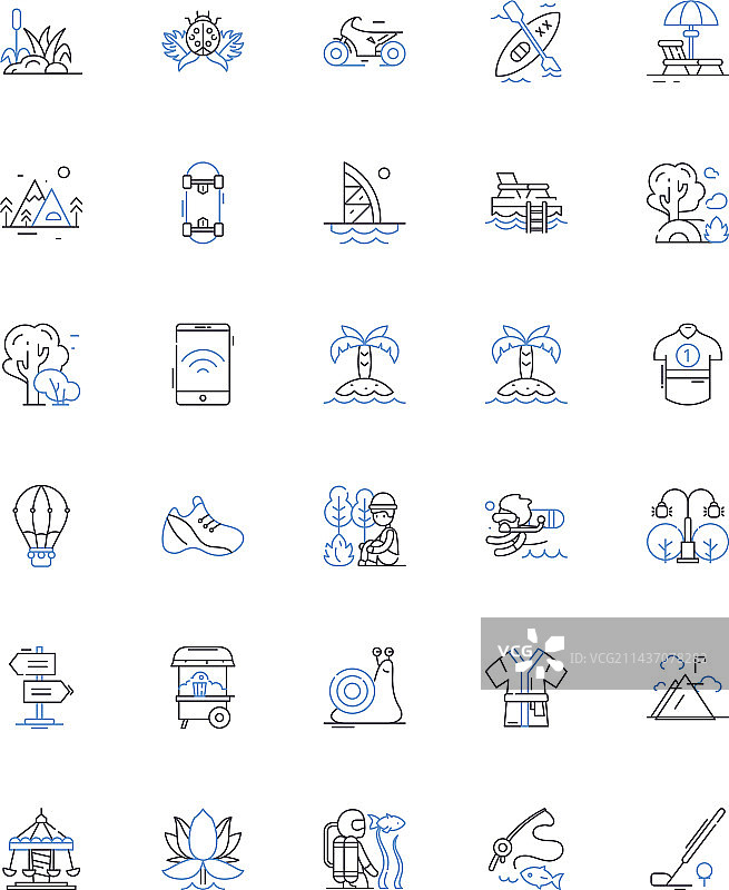 山峰远足线性图标合集图片素材