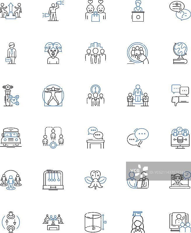 学生学习线性图标集合图片素材