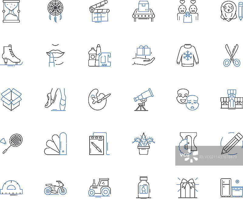 新鲜有机食品店线条图标合集图片素材