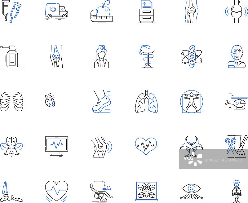 医务室线性图标合集，医院诊所图片素材