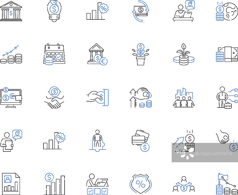 财富单位线性图标集合 - 繁荣图片素材