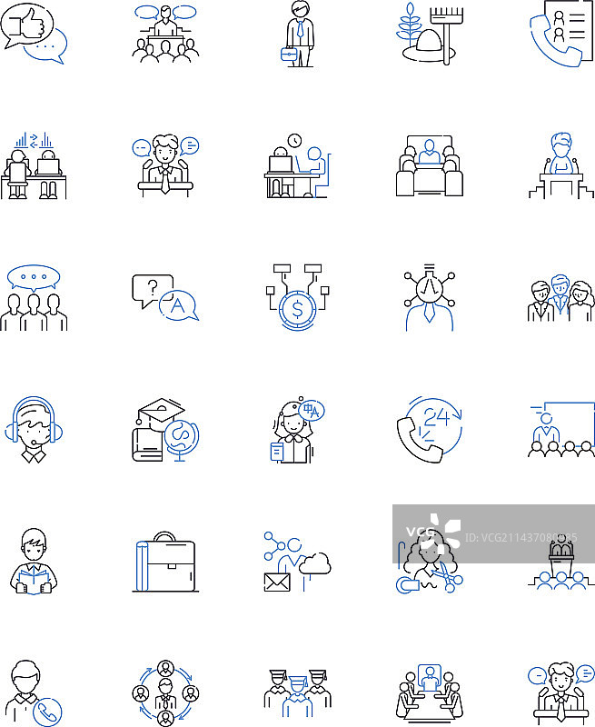 劳动者人事线条图标合集图片素材