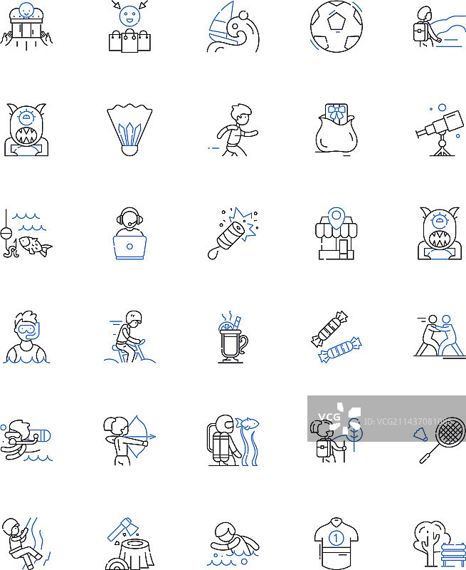 探险度假产业线性图标合集图片素材