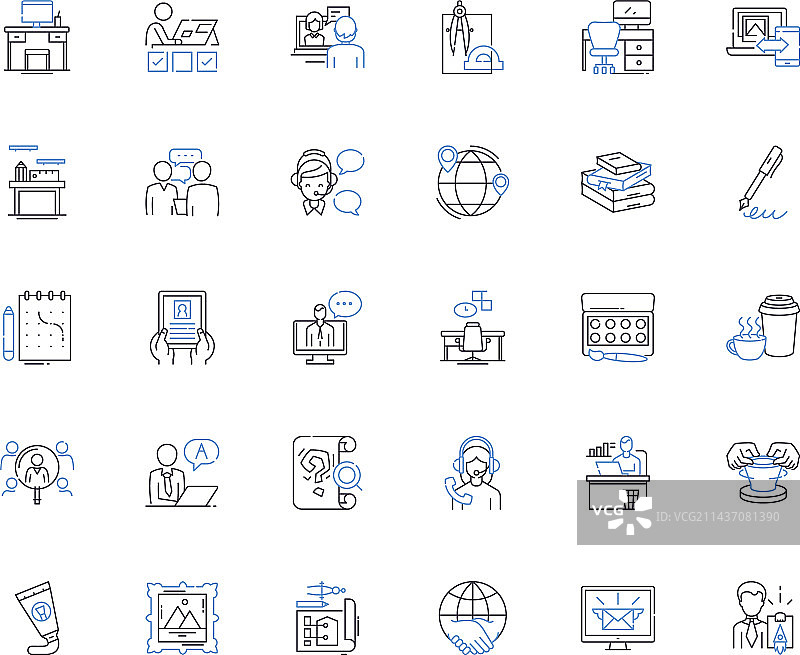 自由职业者线性图标集图片素材