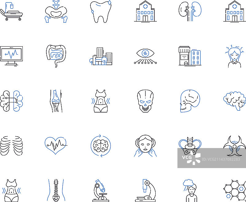 水疗健康设施线性图标集合图片素材