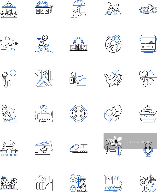 冒险之旅线性图标合集图片素材