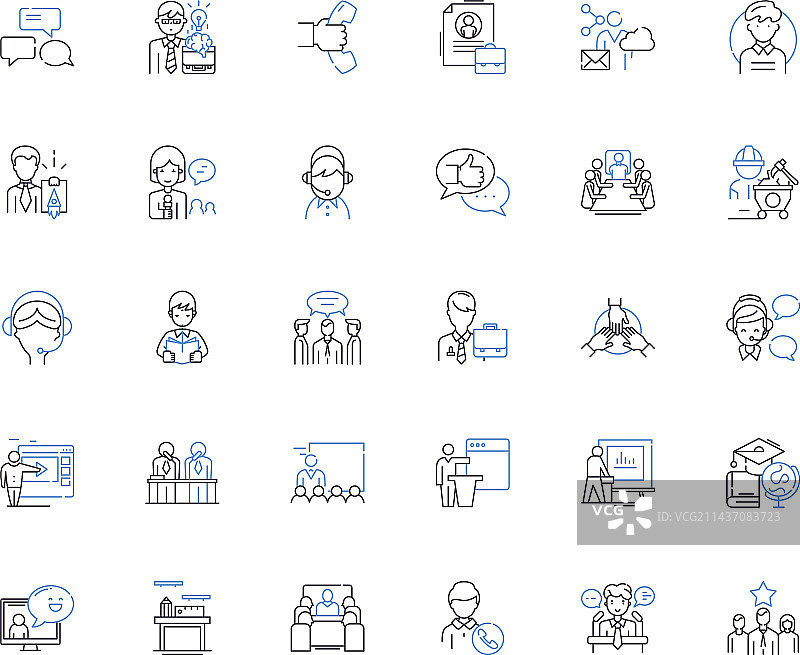 工人操作员的劳动者线性图标合集图片素材