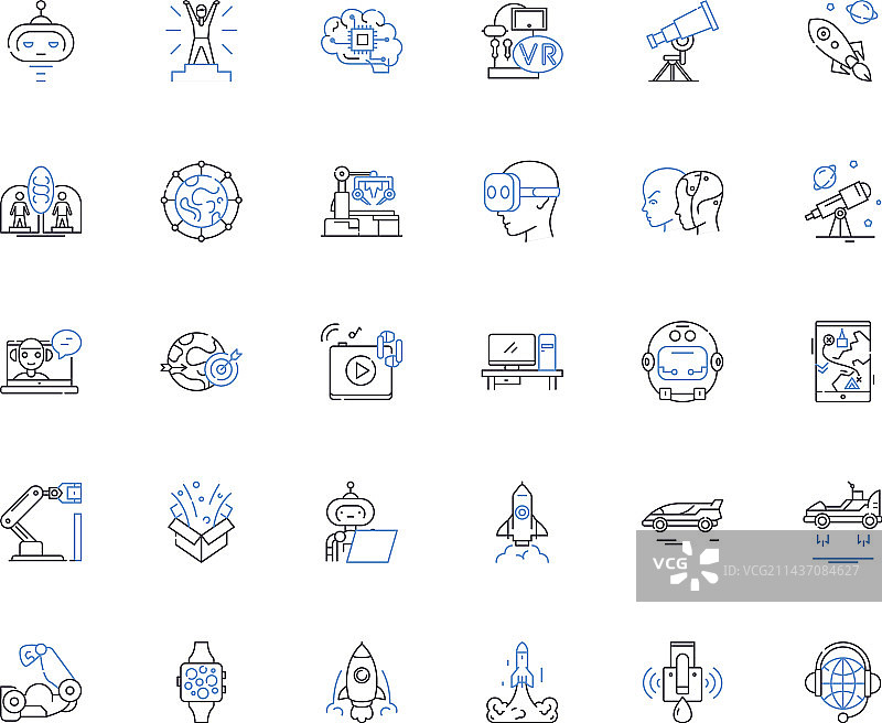 现代发展线性图标合集图片素材