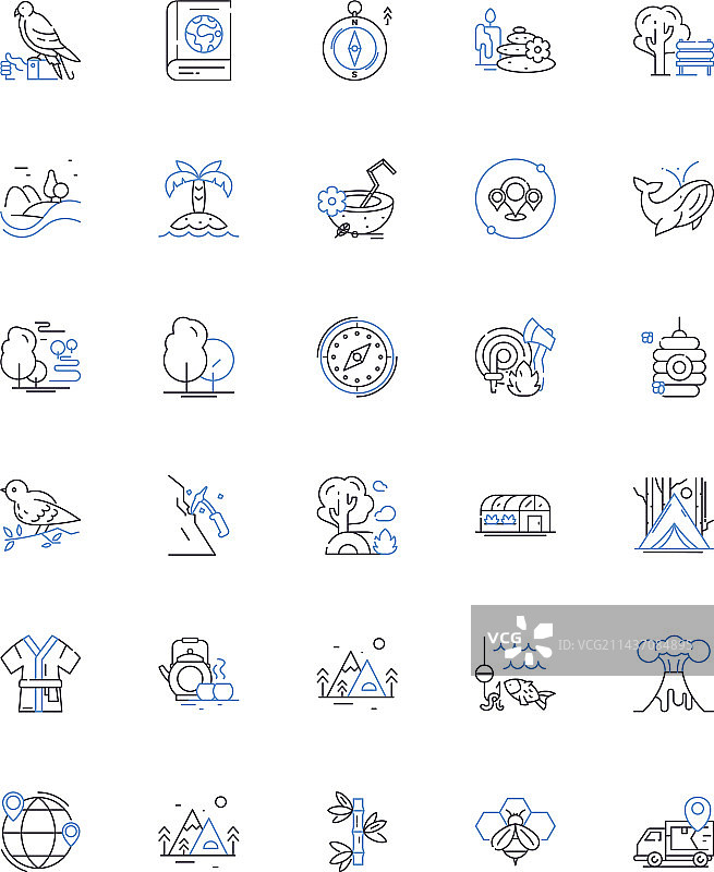 深海潜水线性图标集合图片素材