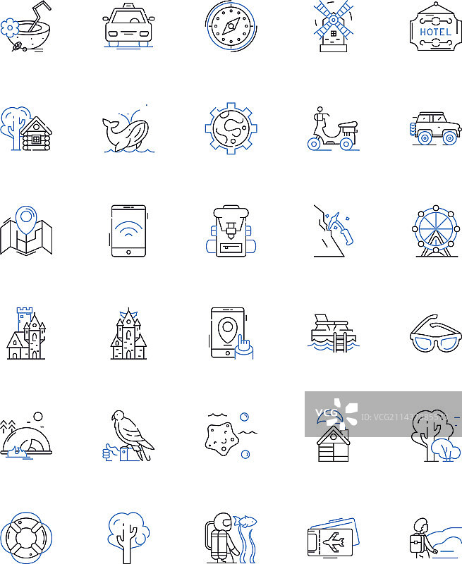 短途旅行社探险系列线性图标图片素材