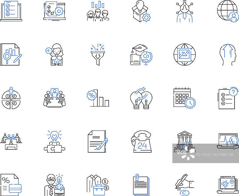 工作场所传统线性图标集图片素材