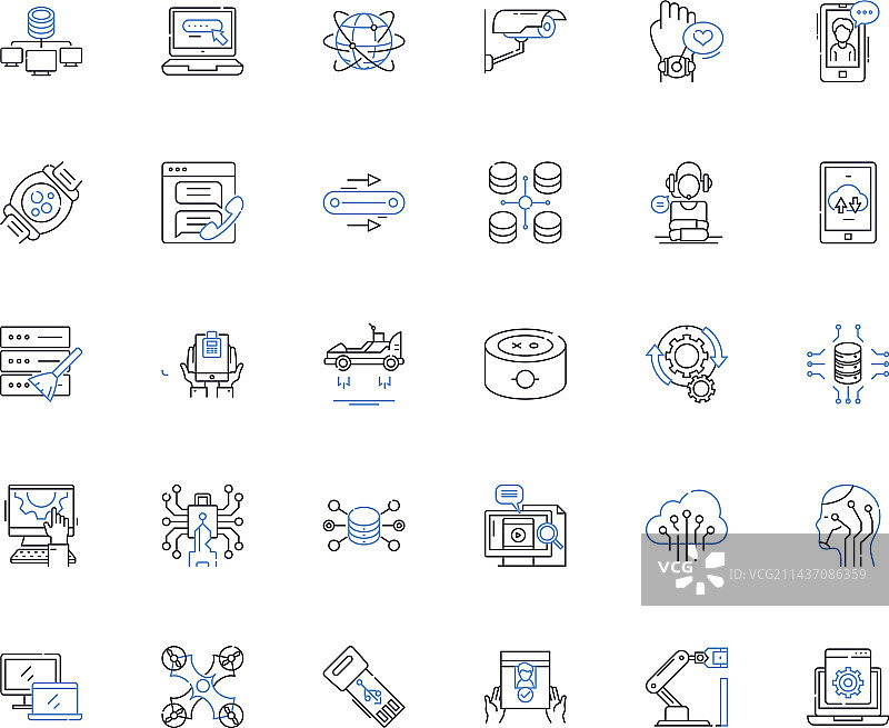 设备线性图标合集：智能手机和平板电脑图片素材