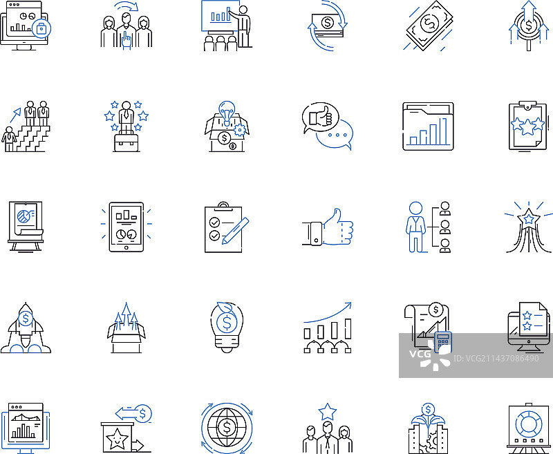 财务评估线性图标合集图片素材