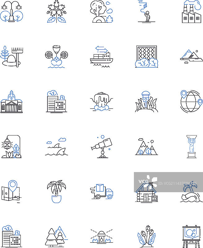 环保花园线性图标合集图片素材