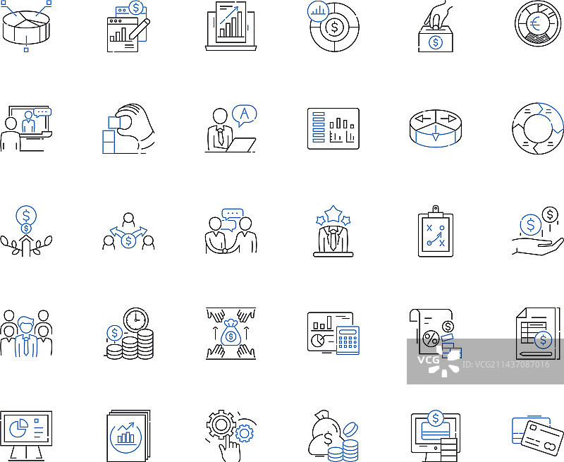 商业领域营销线性图标集合图片素材