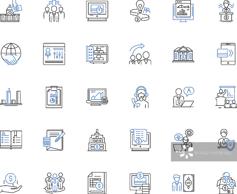 预算和预测线性图标合集图片素材