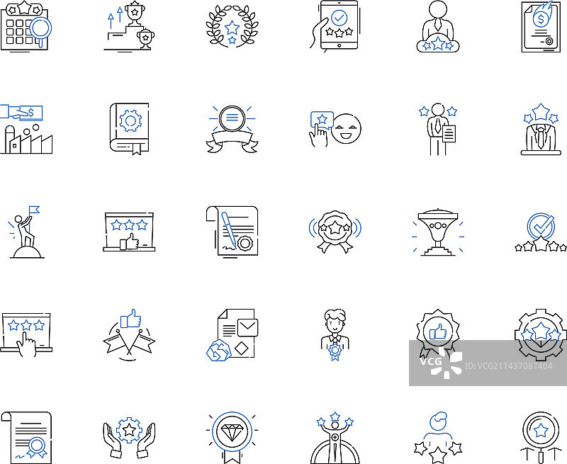 荣誉表彰线性图标合集图片素材
