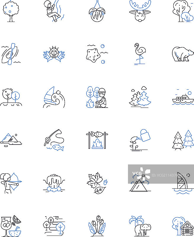 神秘洞穴探险线性图标合集图片素材