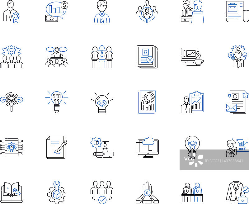 通货膨胀经济研究线性图标合集图片素材