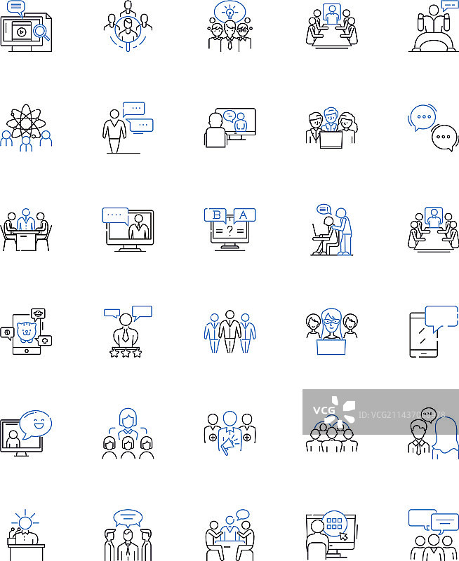 交谈的人线条图标集图片素材