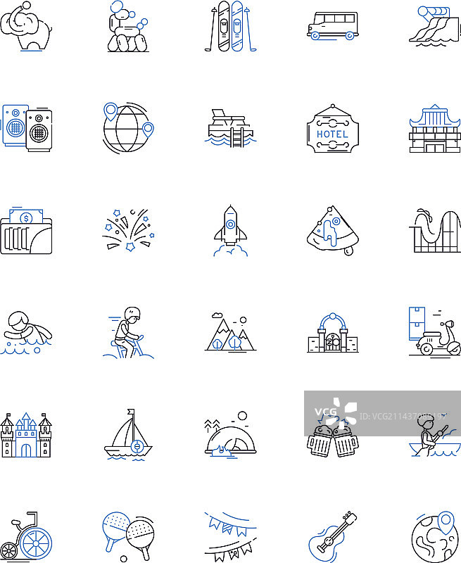 环球旅行爱好者线性图标合集图片素材